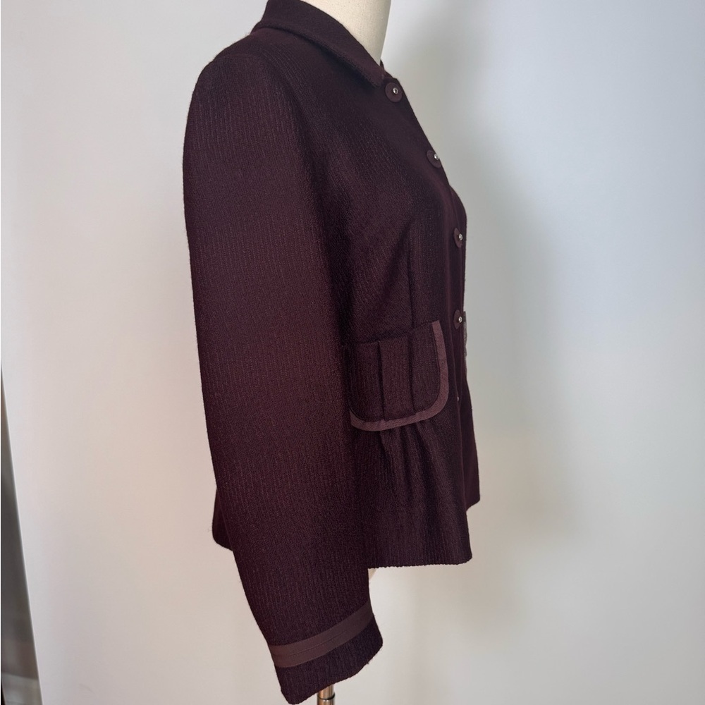 Prada Burgundy Wool Jacket with Pockets Size 46 - Picture 11 of 14